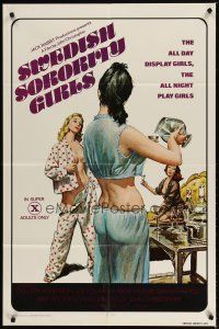 2t874 SWEDISH SORORITY GIRLS 1sh '77 sexy Heather Young, x-rated, the all night play girls!