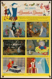 2t878 SWORD IN THE STONE style B 1sh '64 Disney's story of young King Arthur & Merlin the Wizard!