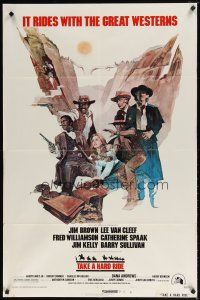 2t879 TAKE A HARD RIDE style A 1sh '75 Rogers art of Jim Brown, Lee Van Cleef & Fred Williamson!