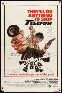 2t887 TELEFON 1sh '77 great artwork, they'll do anything to stop Charles Bronson!