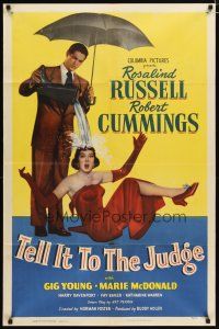2t888 TELL IT TO THE JUDGE 1sh '49 Robert Cummings dumps water on Rosalind Russell!