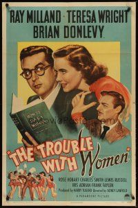2t916 TROUBLE WITH WOMEN style A 1sh '46 artwork of Ray Milland, Teresa Wright, Brian Donlevy!
