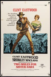 2t917 TWO MULES FOR SISTER SARA 1sh '70 art of gunslinger Clint Eastwood & Shirley MacLaine!