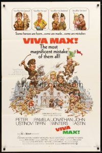 2t940 VIVA MAX 1sh '70 Peter Ustinov, Jonathan Winters, great Jack Davis art of cast!