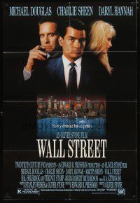 2t943 WALL STREET 1sh '87 Michael Douglas, Charlie Sheen, Daryl Hannah, Oliver Stone!
