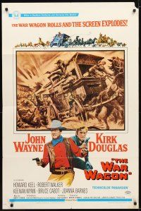 2t947 WAR WAGON 1sh '67 cowboys John Wayne & Kirk Douglas, western armored stagecoach artwork!