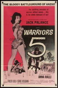 2t951 WARRIORS FIVE 1sh '62 Leopoldo Savona, Jack Palance, The incredible Anna Ralli!