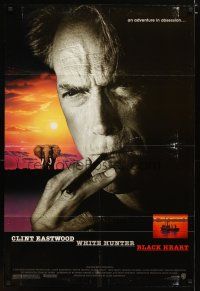 2t963 WHITE HUNTER, BLACK HEART DS 1sh '90 close up of Clint Eastwood as director John Huston!