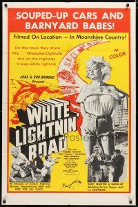 2t964 WHITE LIGHTNIN' ROAD 1sh '65 stock car racing & sexy barnyard babes in moonshine country!