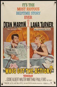 2t966 WHO'S GOT THE ACTION 1sh '62 Daniel Mann directed, Dean Martin & irresistible Lana Turner!