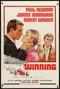 2t975 WINNING 1sh '69 Paul Newman, Joanne Woodward, Indy car racing, art by Howard Terpning!