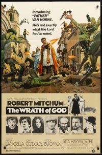 2t984 WRATH OF GOD style A 1sh '72 priest Robert Mitchum is not exactly what the Lord had in mind!