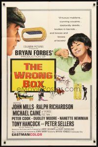 2t985 WRONG BOX 1sh '66 Michael Caine looks through mail slot at pretty girl, English sex!