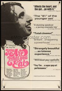 2t991 YOU ARE WHAT YOU EAT 1sh '68 wacky image of Tiny Tim in jar, hippie music!