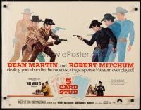 2w003 5 CARD STUD 1/2sh '68 Dean Martin & Robert Mitchum play poker & point guns at each other!