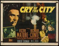 2w060 CRY OF THE CITY 1/2sh '48 film noir, c/u of Victor Mature, Richard Conte, Shelley Winters