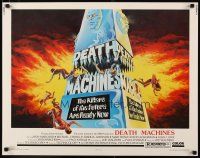 2w073 DEATH MACHINES 1/2sh '76 wild sci-fi art image, the killers of the future are ready now!