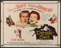 2w076 DESK SET 1/2sh '57 Spencer Tracy & Katharine Hepburn make the office a wonderful place!