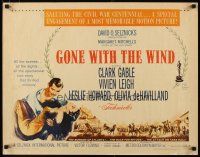 2w115 GONE WITH THE WIND style B 1/2sh R61 Clark Gable, Vivien Leigh, all-time classic!