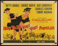 2w143 HOW TO BE VERY, VERY POPULAR 1/2sh '55 art of sexy students Betty Grable & Sheree North!