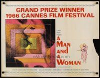 2w215 MAN & A WOMAN 1/2sh '66 Claude Lelouch's Un homme et une femme, Anouk Aimee, Trintignant