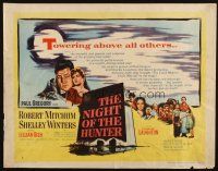 2w234 NIGHT OF THE HUNTER style A 1/2sh '55 Robert Mitchum, Winters, Laughton's classic noir!
