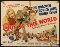 2w240 OUT OF THIS WORLD style A 1/2sh '45 Veronica Lake, Eddie Bracken, Diana Lynn, musical!