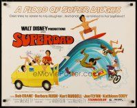 2w304 SUPERDAD 1/2sh '74 Walt Disney, wacky art of surfing Bob Crane & Kurt Russell w/guitar!