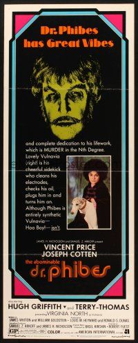 2w338 ABOMINABLE DR. PHIBES insert '71 Vincent Price, love means never having to say you're ugly!