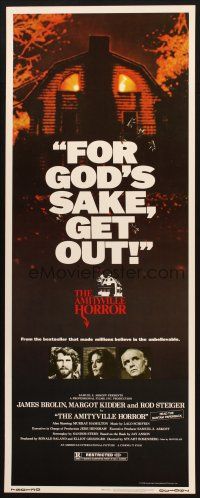 2w352 AMITYVILLE HORROR insert '79 great image of haunted house, for God's sake get out!
