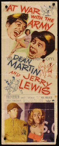 2w362 AT WAR WITH THE ARMY insert '51 wacky Dean Martin & Jerry Lewis in uniform & cross-dressing!