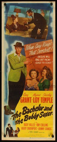 2w364 BACHELOR & THE BOBBY-SOXER insert '47 Cary Grant dates Shirley Temple & sexy Myrna Loy!