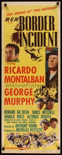 2w403 BORDER INCIDENT insert '49 noir w/ Ricardo Montalban & George Murphy, shame of 2 nations!