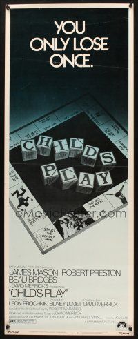 2w430 CHILD'S PLAY insert '73 directed by Sidney Lumet, cool board game image!