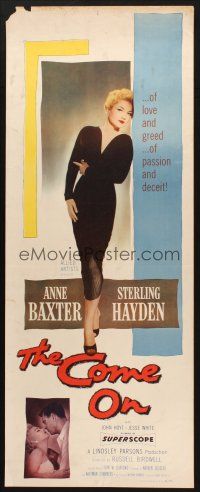 2w436 COME ON insert '56 Sterling Hayden, full-length image of very sexy bad girl Anne Baxter!