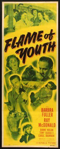 2w489 FLAME OF YOUTH insert '49 Barbra Fuller, Ray McDonald, delinquent youths!