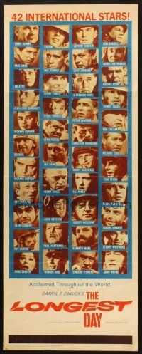 2w588 LONGEST DAY insert '62 Zanuck's World War II D-Day movie with 42 international stars!