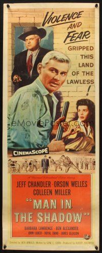 2w600 MAN IN THE SHADOW insert '58 Jeff Chandler, Orson Welles & Colleen Miller in a lawless land!