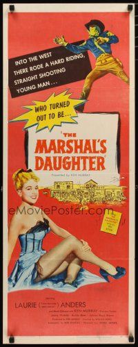 2w607 MARSHAL'S DAUGHTER insert '53 Hoot Gibson, Ken Murray, , sexy Laurie Anders!
