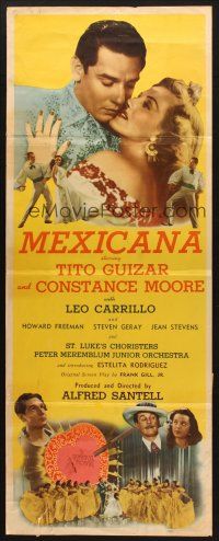 2w613 MEXICANA insert '45 great romantic close up of Tito Guizar & pretty Constance Moore!