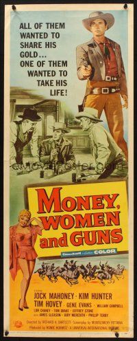 2w623 MONEY, WOMEN & GUNS insert '58 cowboy Jock Mahoney w/revolver, cool poker gambling image!