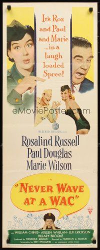 2w640 NEVER WAVE AT A WAC insert '53 sexy Rosalind Russell & Marie Wilson, Paul Douglas!