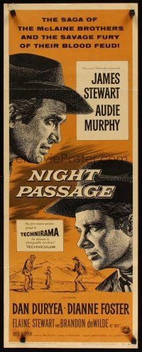 2w642 NIGHT PASSAGE insert '57 no one could stop the showdown between Jimmy Stewart & Audie Murphy