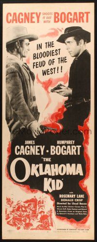 2w652 OKLAHOMA KID insert R56 great image of James Cagney & Humphrey Bogart in cowboy hats!