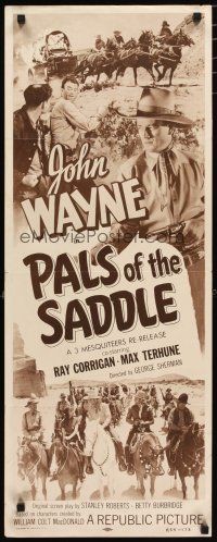 2w665 PALS OF THE SADDLE insert R53 wonderful c/u of young John Wayne holding gun + cool art!