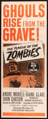 2w679 PLAGUE OF THE ZOMBIES insert '66 Hammer horror, great undead monster image!
