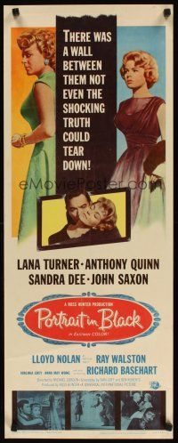 2w681 PORTRAIT IN BLACK insert '60 Lana Turner, Anthony Quinn, Sandra Dee, love has an evil side!