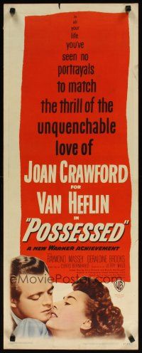 2w683 POSSESSED insert '47 great romantic close image of Joan Crawford & Van Heflin!