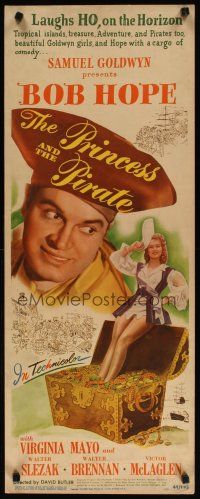 2w690 PRINCESS & THE PIRATE insert '44 great close up of Bob Hope in hat & sexy Virginia Mayo!