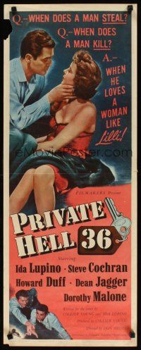 2w692 PRIVATE HELL 36 insert '54 sexy Ida Lupino makes men steal and kill, directed by Don Siegel!